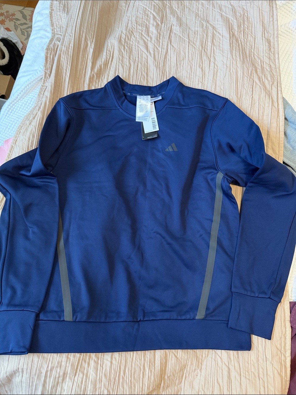 adidas Navy Crewneck Performance Pullover Sweatshirt